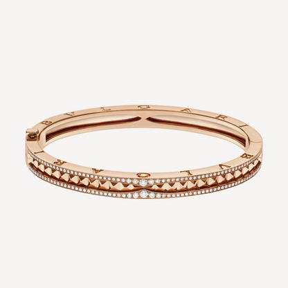 [vivabelle]ZERO 1 SPIRAL AND PAVED DIAMOND PINK GOLD BRACELET