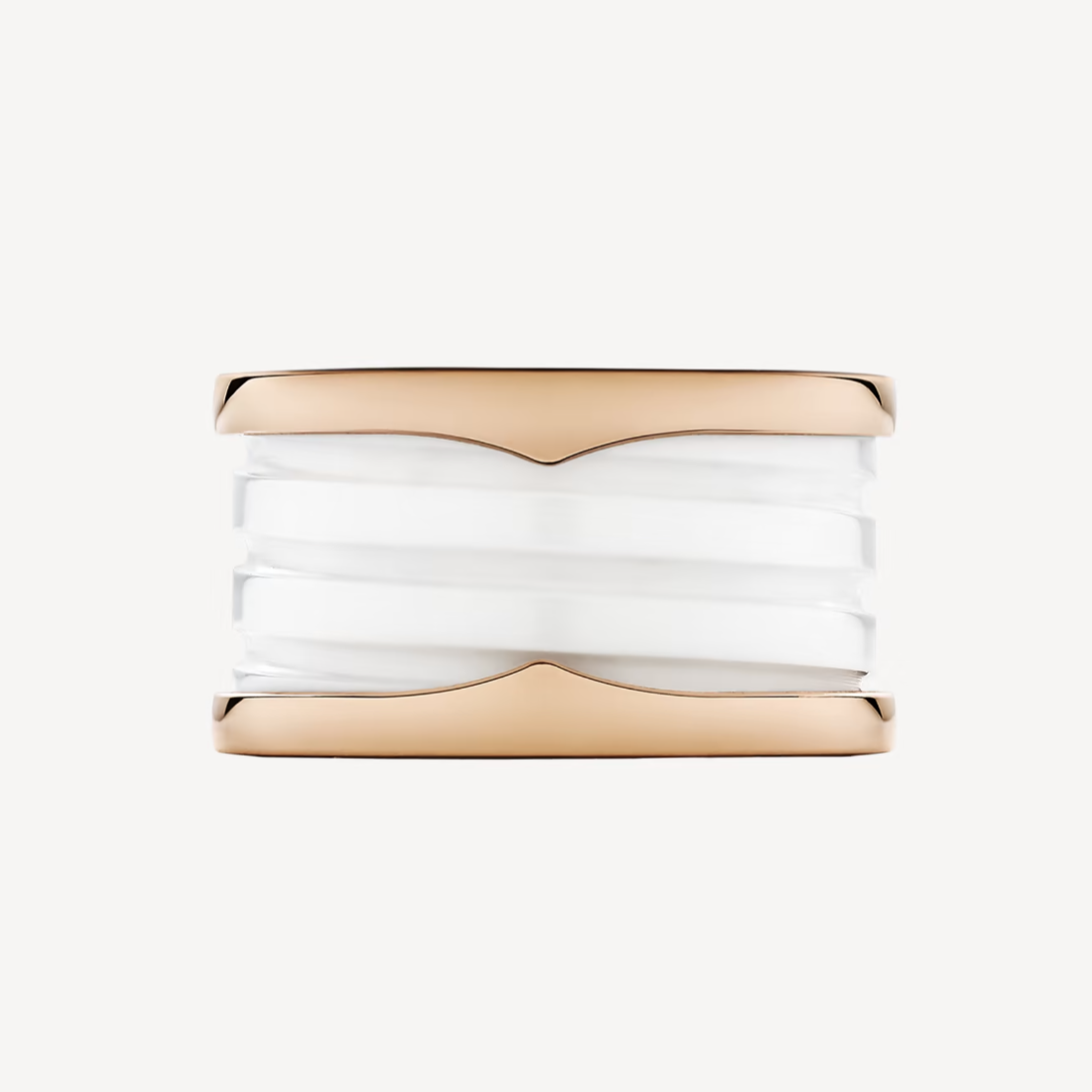 [vivabelle]ZERO 1 FOUR-BAND LOOPS AND WHITE CERAMIC SPIRAL PINK GOLD RING