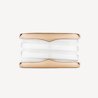 [vivabelle]ZERO 1 FOUR-BAND LOOPS AND WHITE CERAMIC SPIRAL PINK GOLD RING