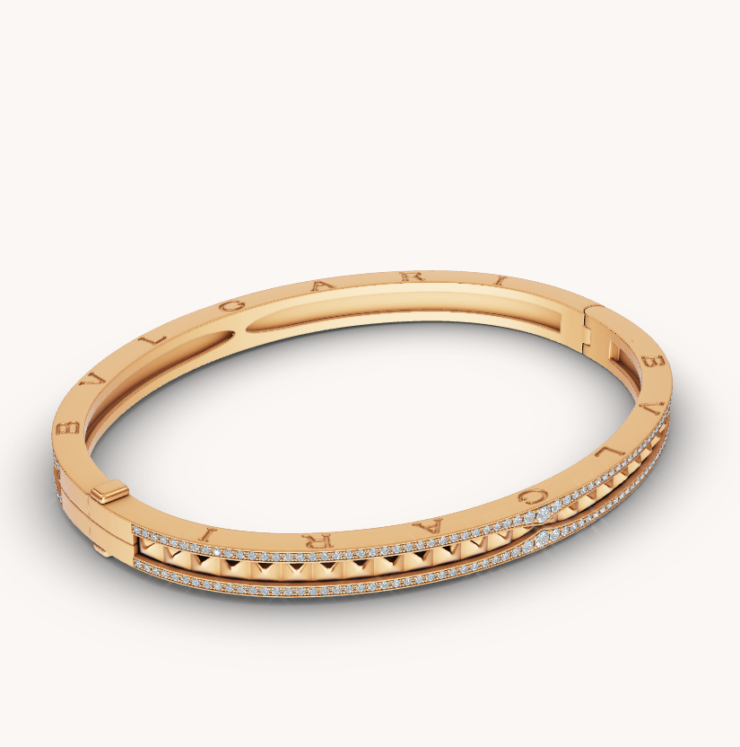 [vivabelle]ZERO 1 SPIRAL AND PAVED DIAMOND GOLD BRACELET