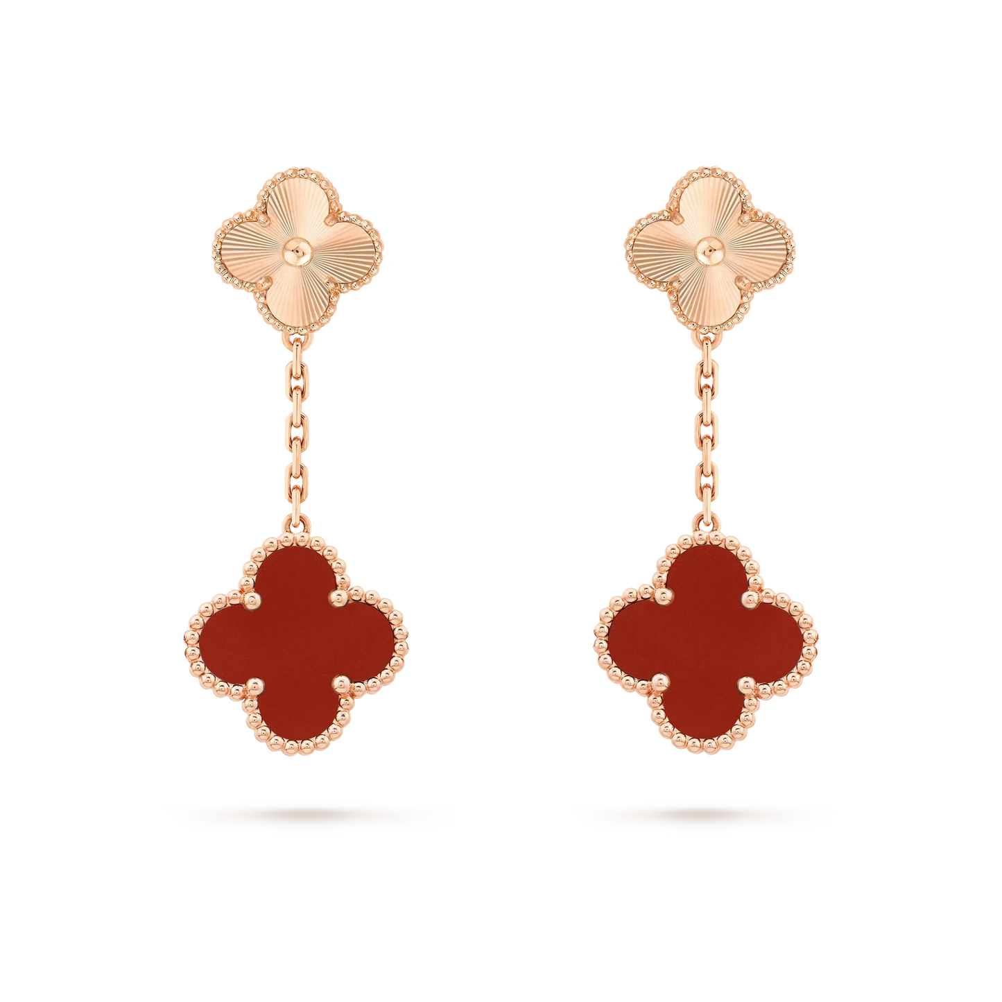 [vivabelle]CLOVER 2 MOTIF  LASER CARNELIAN EARRINGS