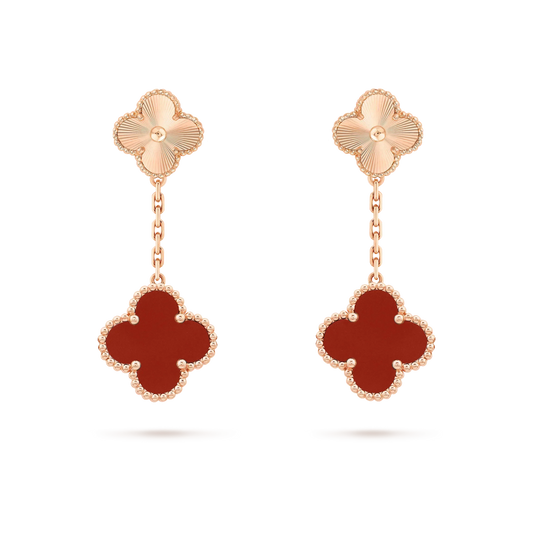 [vivabelle]CLOVER 2 MOTIF  LASER CARNELIAN EARRINGS