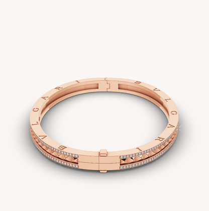 [vivabelle]ZERO 1 SPIRAL AND PAVED DIAMOND PINK GOLD BRACELET