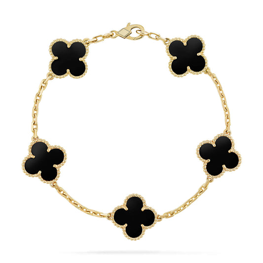 [vivabelle]CLOVER  5 MOTIFS BLACK ONYX BRACELET