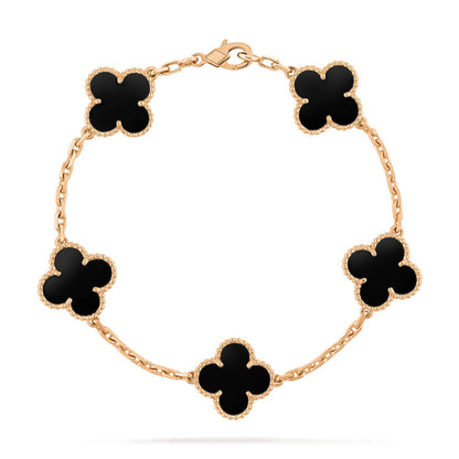 [vivabelle]CLOVER  5 MOTIFS BLACK ONYX BRACELET