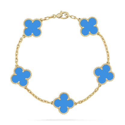 [vivabelle]CLOVER 5 MOTIFS BLUE AGATE BRACELET
