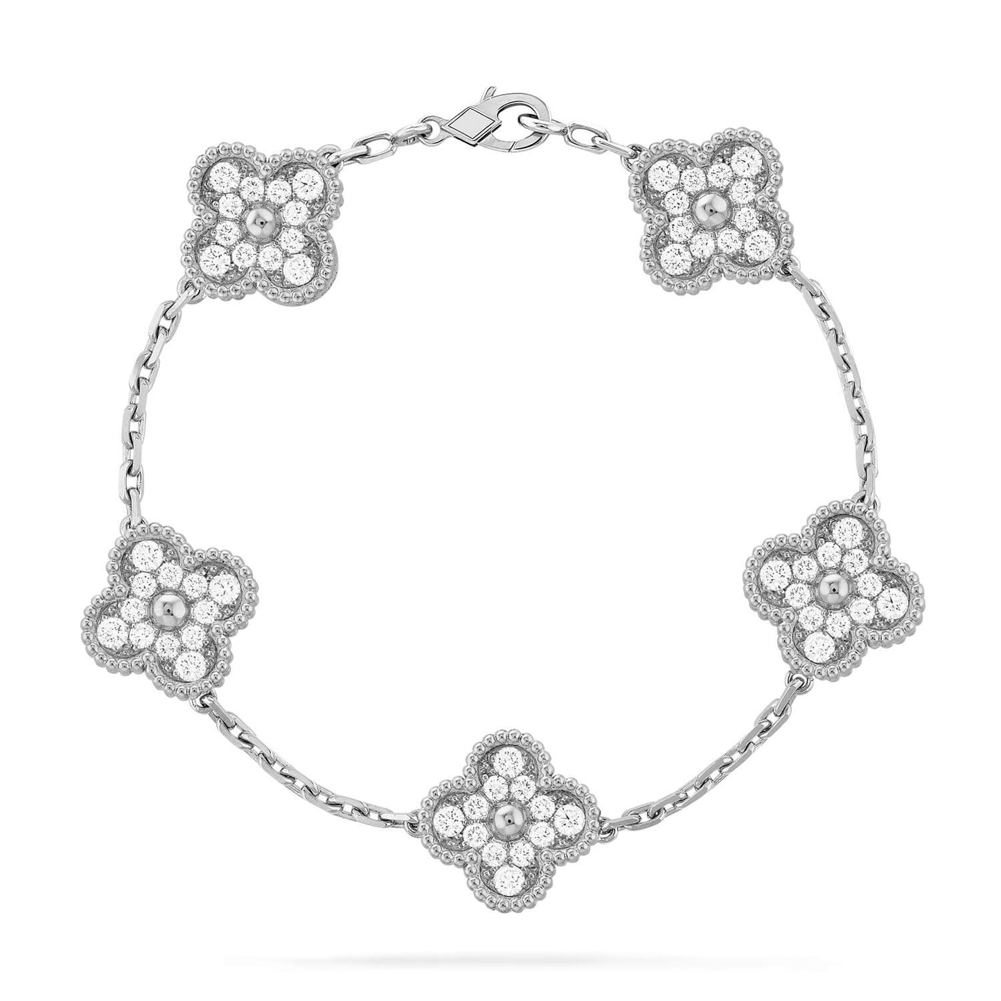 [vivabelle]CLOVER 5 MOTIFS  DIAMOND BRACELET SILVER