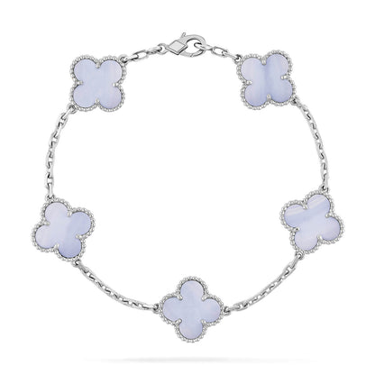[vivabelle]CLOVER  5 MOTIF PURPLE CHALCEDONY BRACELET SILVER