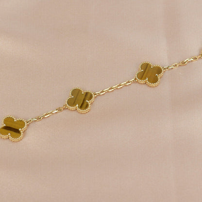 [vivabelle]CLOVER  5 MOTIFS TIGER EYE BRACELET