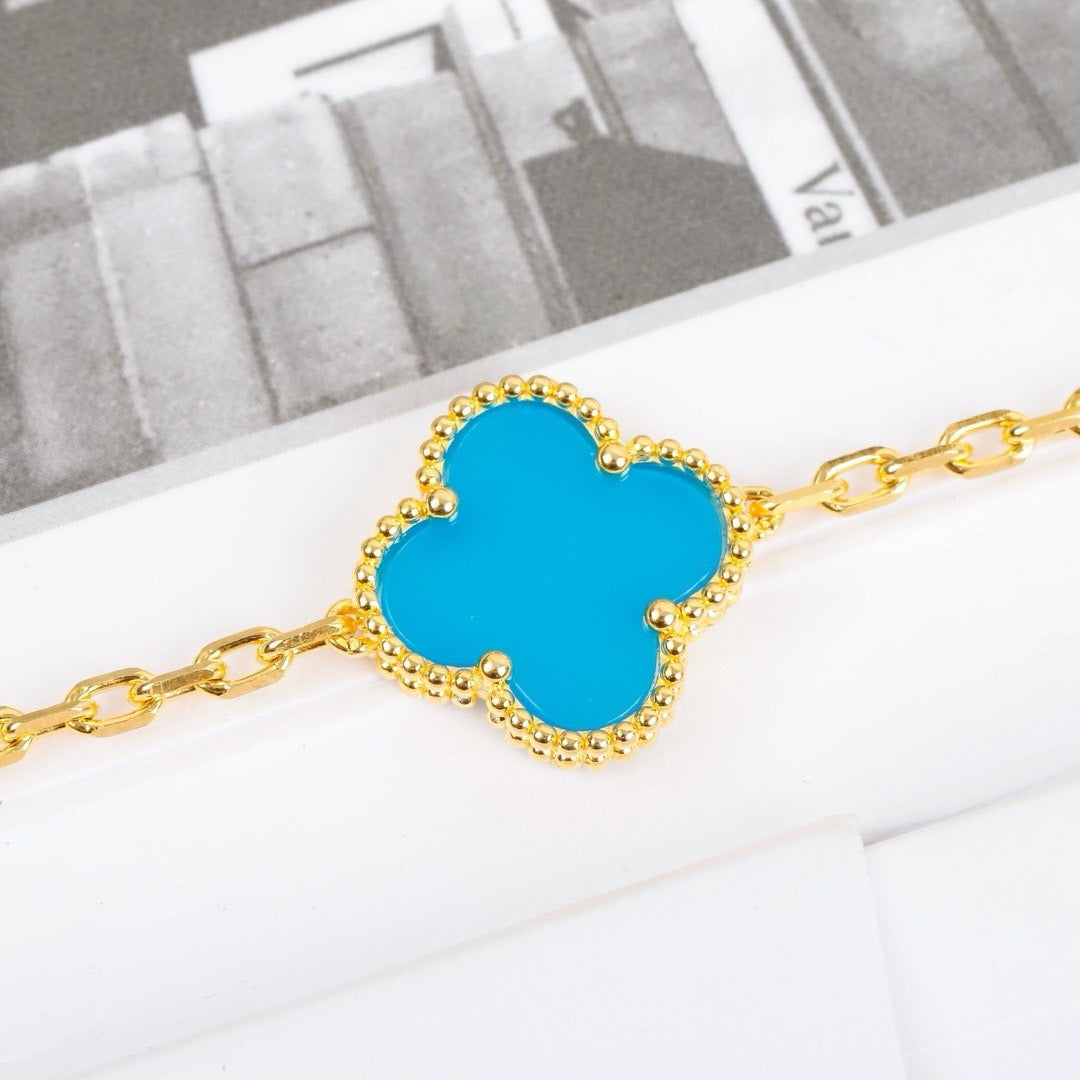 [vivabelle]CLOVER 5 MOTIFS TURQUOISE BRACELET