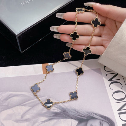 [vivabelle]CLOVER 10 MOTIFS ONYX NECKLACE