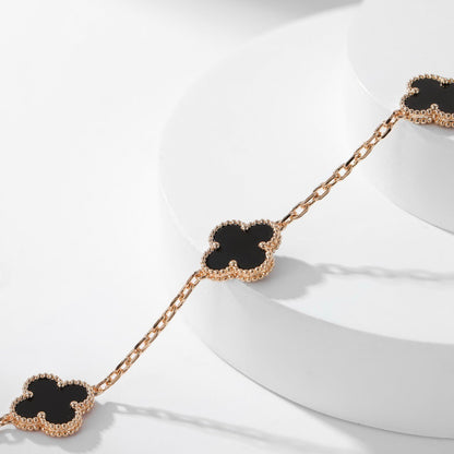 [vivabelle]CLOVER 10 MOTIFS ONYX NECKLACE