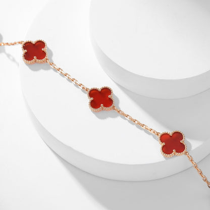 [vivabelle]CLOVER 10 MOTIFS CARNELIAN NECKLACE