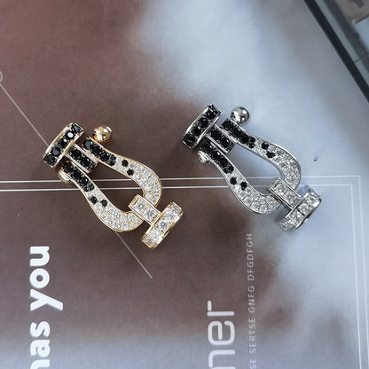 [vivabelle]FORCE LARGE HORSESHOE BLACK WHITE DIAMOND BRACELET ROSE GOLD