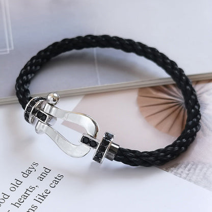 [vivabelle]FORCE LARGE HORSESHOE BLACK DIAMOND BRACELET SILVER