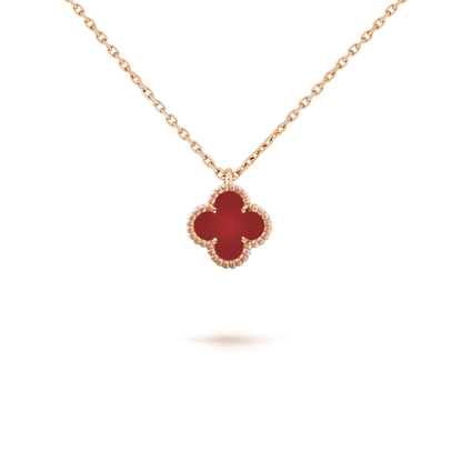 [vivabelle]CLOVER MINI 9.5MM WHITE CARNELIANS NECKLACE