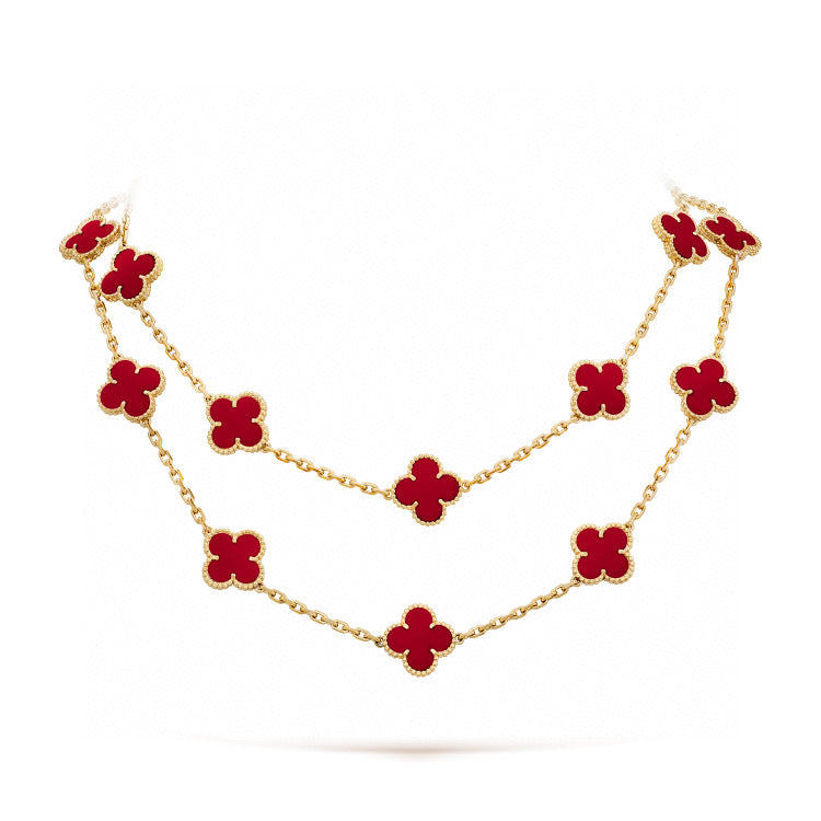 [vivabelle]CLOVER 20 MOTIFS CARNELIAN NECKLACE