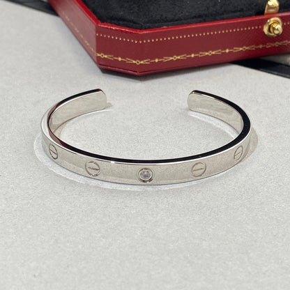 [vivabelle]LOVE BRACELET 6.1MM 1 DIAMOND OPEN CUFF