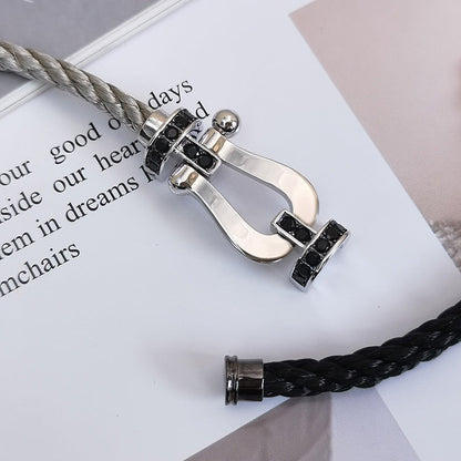 [vivabelle]FORCE LARGE HORSESHOE BLACK DIAMOND BRACELET SILVER