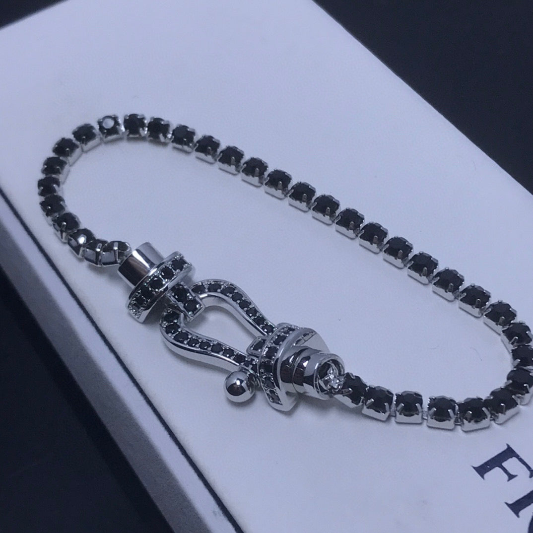 [vivabelle]FORCE  LARGE HORSESHOE FULL DIAMOND TENNIS BRACELET