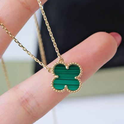 [vivabelle]CLOVER 15MM MALACHITE SINGLE FLOWER  NECKLACE