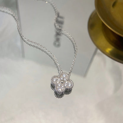 [vivabelle]CLOVER 15MM DIAMOND SINGLE FLOWER NECKLACE
