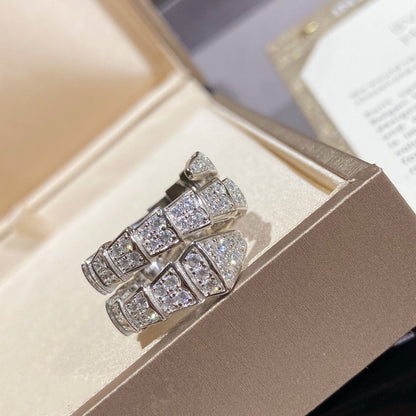 [vivabelle]SERPENTI DOUBLE RING SILVER DIAMOND PAVED