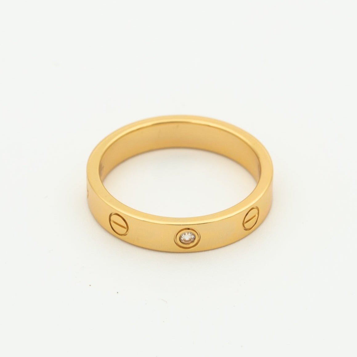 [vivabelle]LOVE RING 4MM 1 DIAMOND PINK GOLD