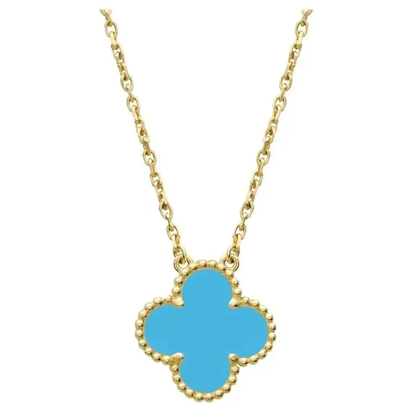 [vivabelle]CLOVER 15MM VINTAGE TURQUOISE NECKLACE