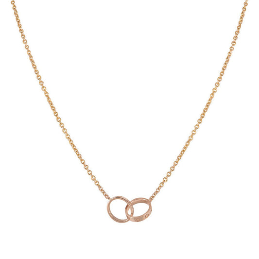 [vivabelle]LOVE NECKLACE DOUBLE RING PINK GOLD