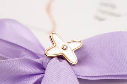 [vivabelle]JEUX DE WHITE MOP ROSE GOLD DIAMOND EARRINGS