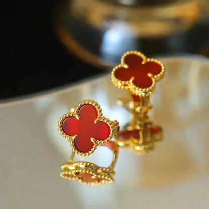 [vivabelle]CLOVER MEDIUM 1 MOTIFS CARNELIAN  EARRINGS