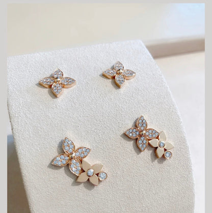 [vivabelle]STAR BLOSSOM STUD EARRINGS PINK GOLD DIAMONDS