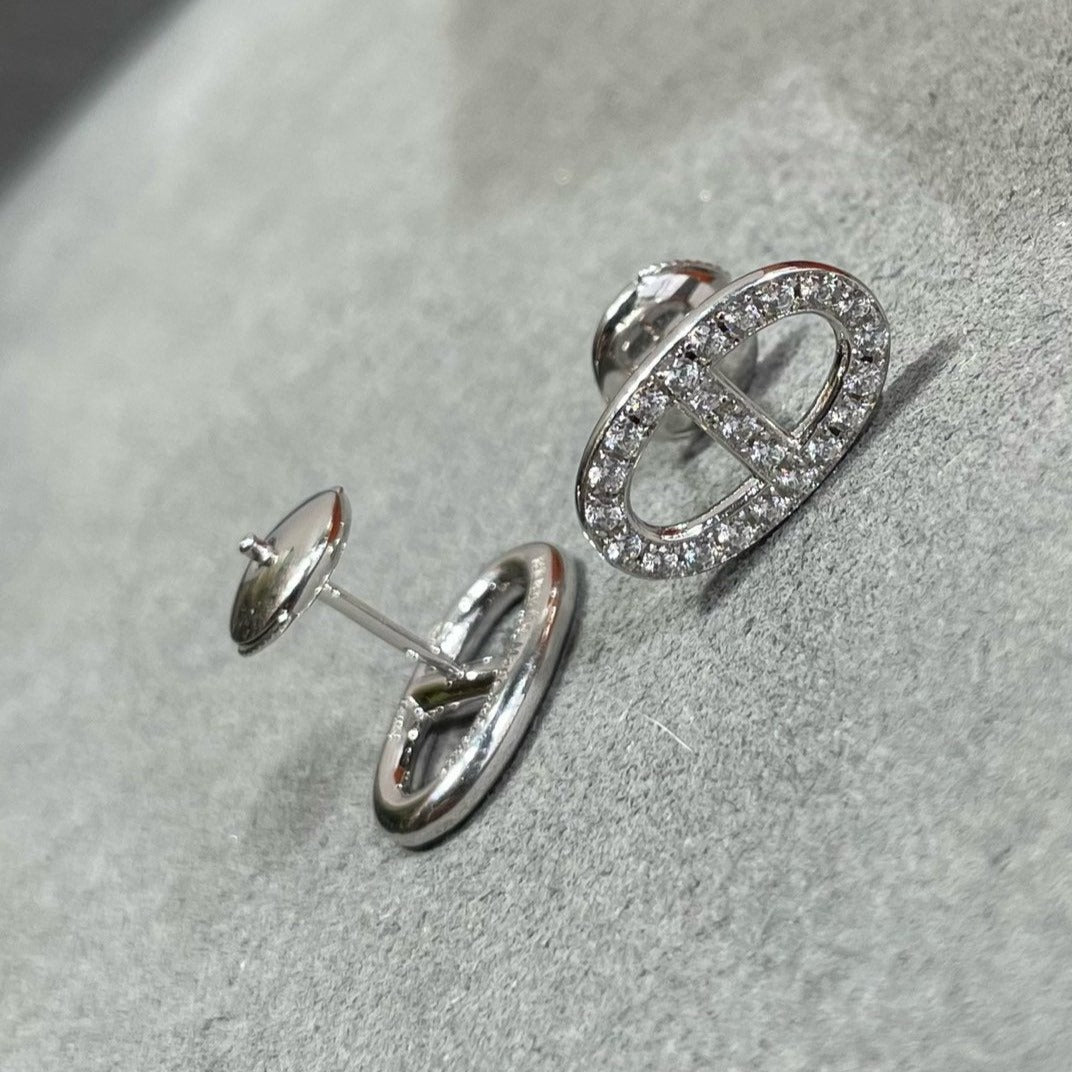 [vivabelle]HM FULL DIAMOND PIG NOSE STUD EARRINGS