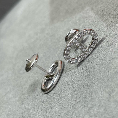 [vivabelle]HM FULL DIAMOND PIG NOSE STUD EARRINGS