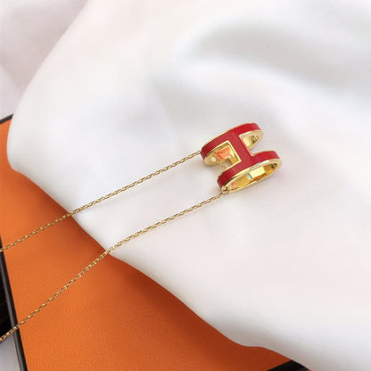 [vivabelle]HM CLIC RED ENAMEL GOLD NECKLACE