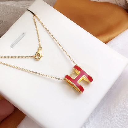 [vivabelle]HM CLIC RED ENAMEL GOLD NECKLACE
