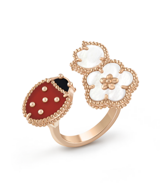 [vivabelle]LUCKY 3 MOTIF ROSE GOLD RING
