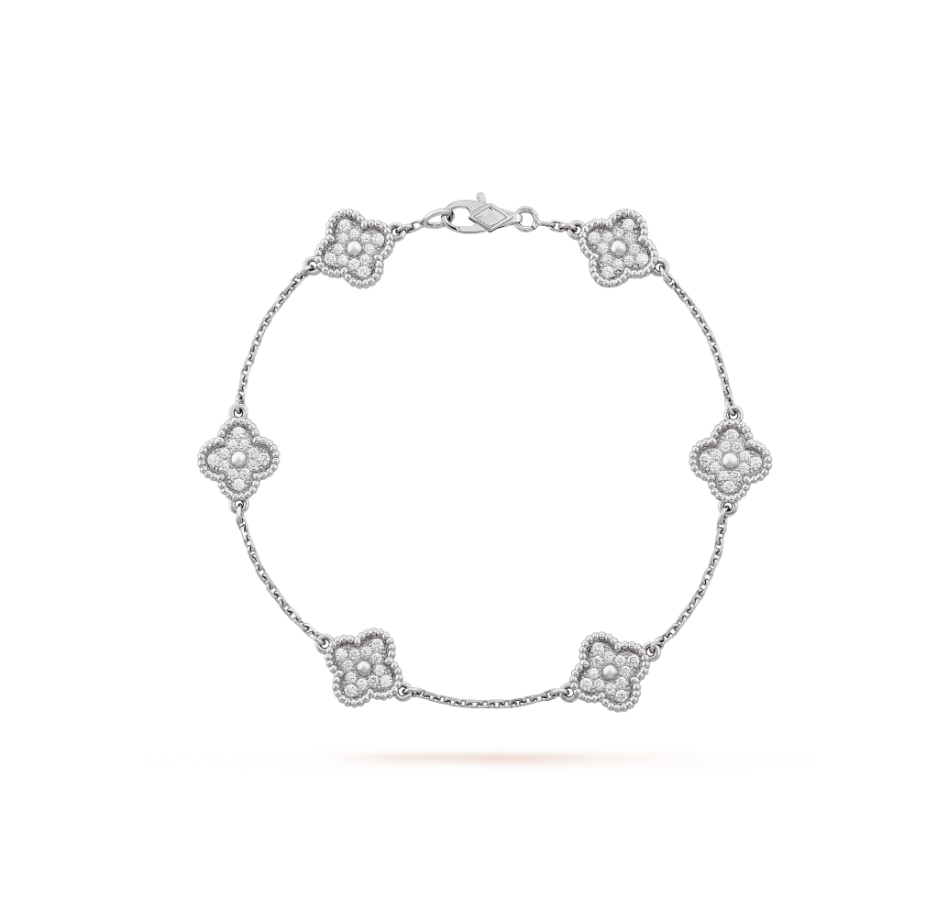 [vivabelle]CLOVER 6 MOTIF SILVER DIAMOND BRACELET