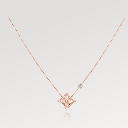 [vivabelle]STAR PINK MOP 1 DIAMOND PINK GOLD NECKLACE