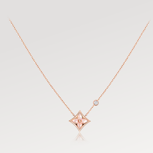 [vivabelle]STAR PINK MOP 1 DIAMOND PINK GOLD NECKLACE