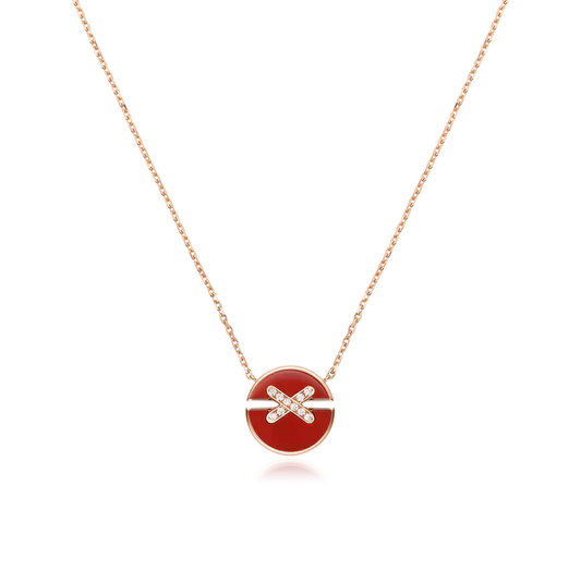 [vivabelle]JEUX DE ROSE GOLD DIAMOND NECKLACE