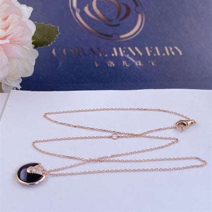 [vivabelle]AMULETTE ROSE GOLD ONYX NECKLACE