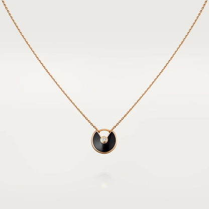 [vivabelle]AMULETTE ROSE GOLD ONYX NECKLACE
