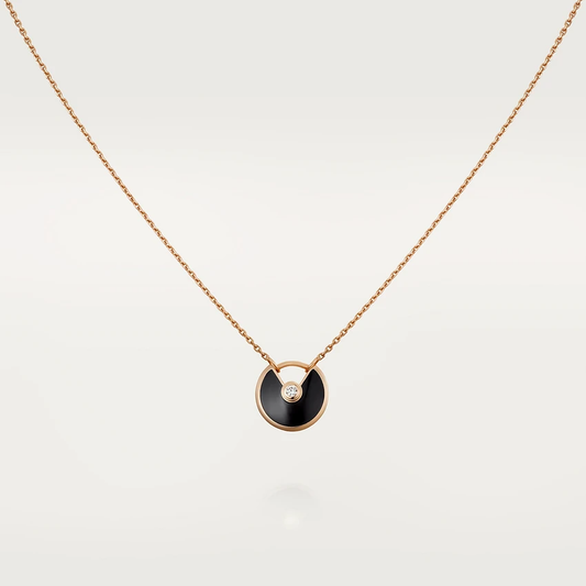 [vivabelle]AMULETTE ROSE GOLD ONYX NECKLACE