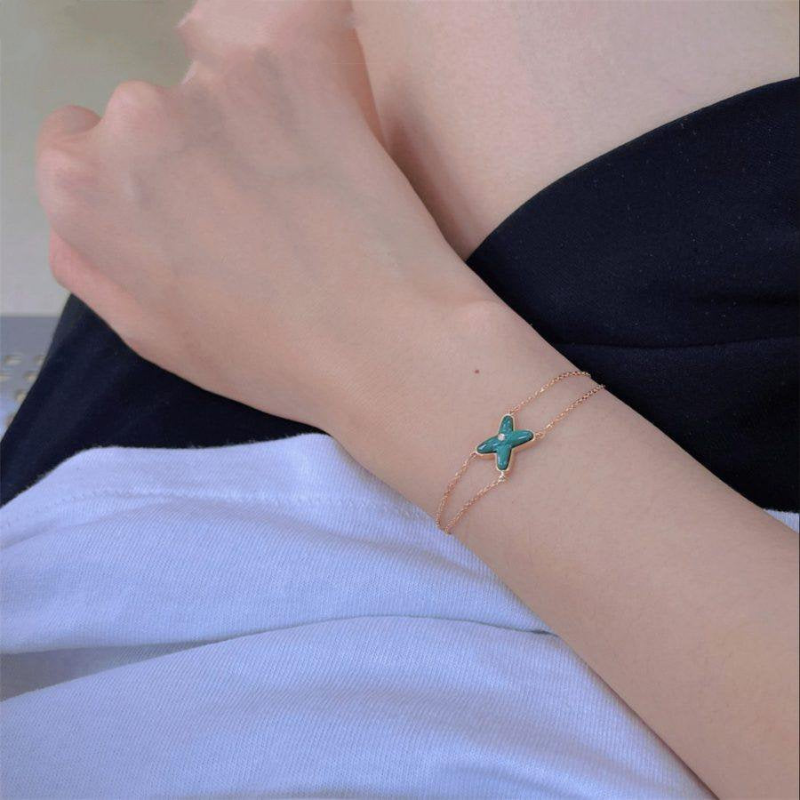 [vivabelle]JEUX BRACELET MALACHITE PINK GOLD 1 DIAMOND