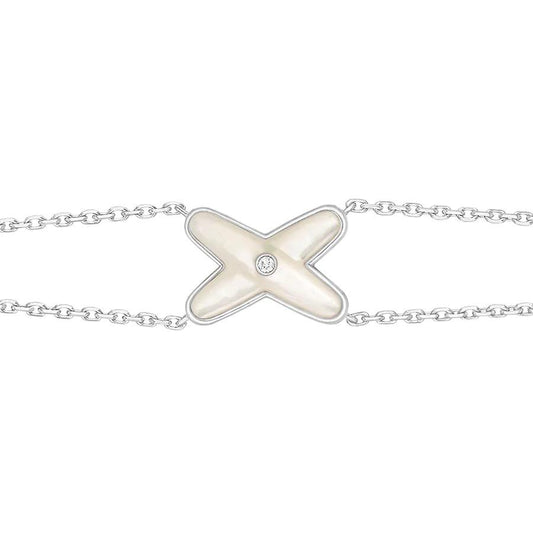 [vivabelle]JEUX BRACELET WHITE MOP SILVER 1 DIAMOND