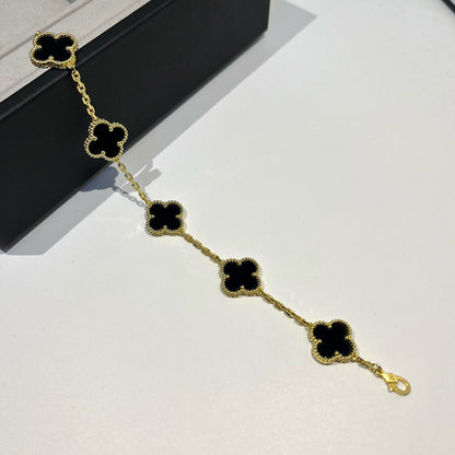 [vivabelle]CLOVER  5 MOTIFS BLACK ONYX BRACELET