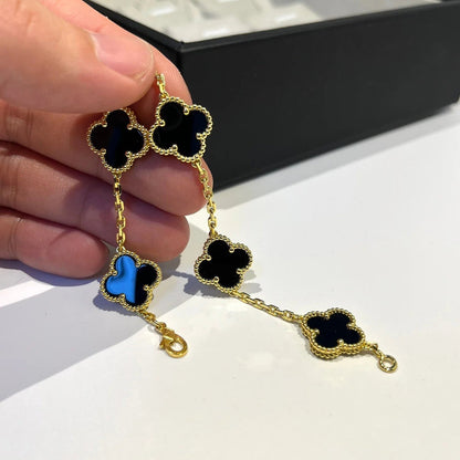 [vivabelle]CLOVER  5 MOTIFS BLACK ONYX BRACELET