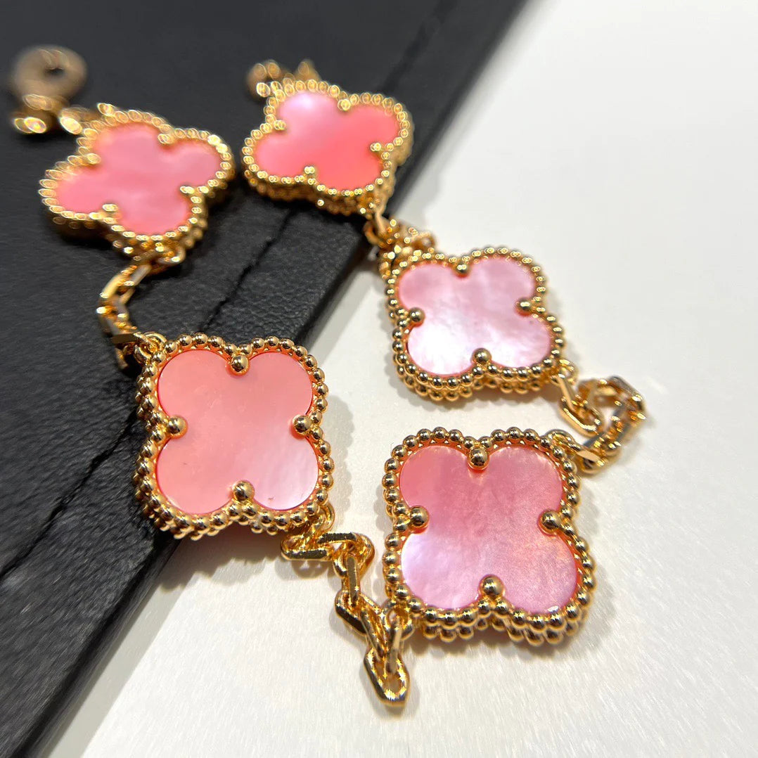 [vivabelle]CLOVER 5 PINK MOP BRACELET